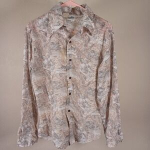 Kennington‎ Walt Disney Mickey Mouse Vintage Long Sleeve Western Shirt Medium
